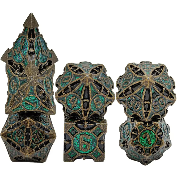 Steel Quiver Metal Dice Set - Sparkly Bronze Green