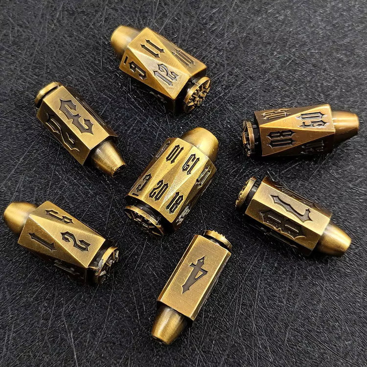 Metal Bullet Dice Set - Gold with Case