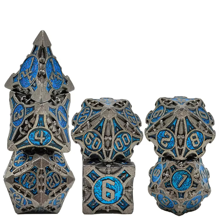 Steel Quiver Metal Dice Set - Sparkly Nickel Blue