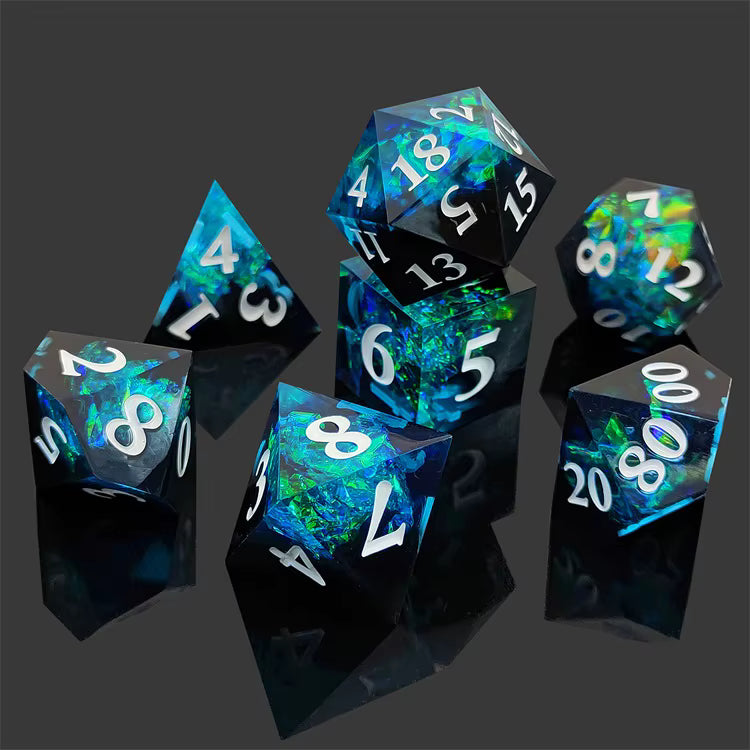 Sharp Magic Crystals Dice Set - Black & Blue