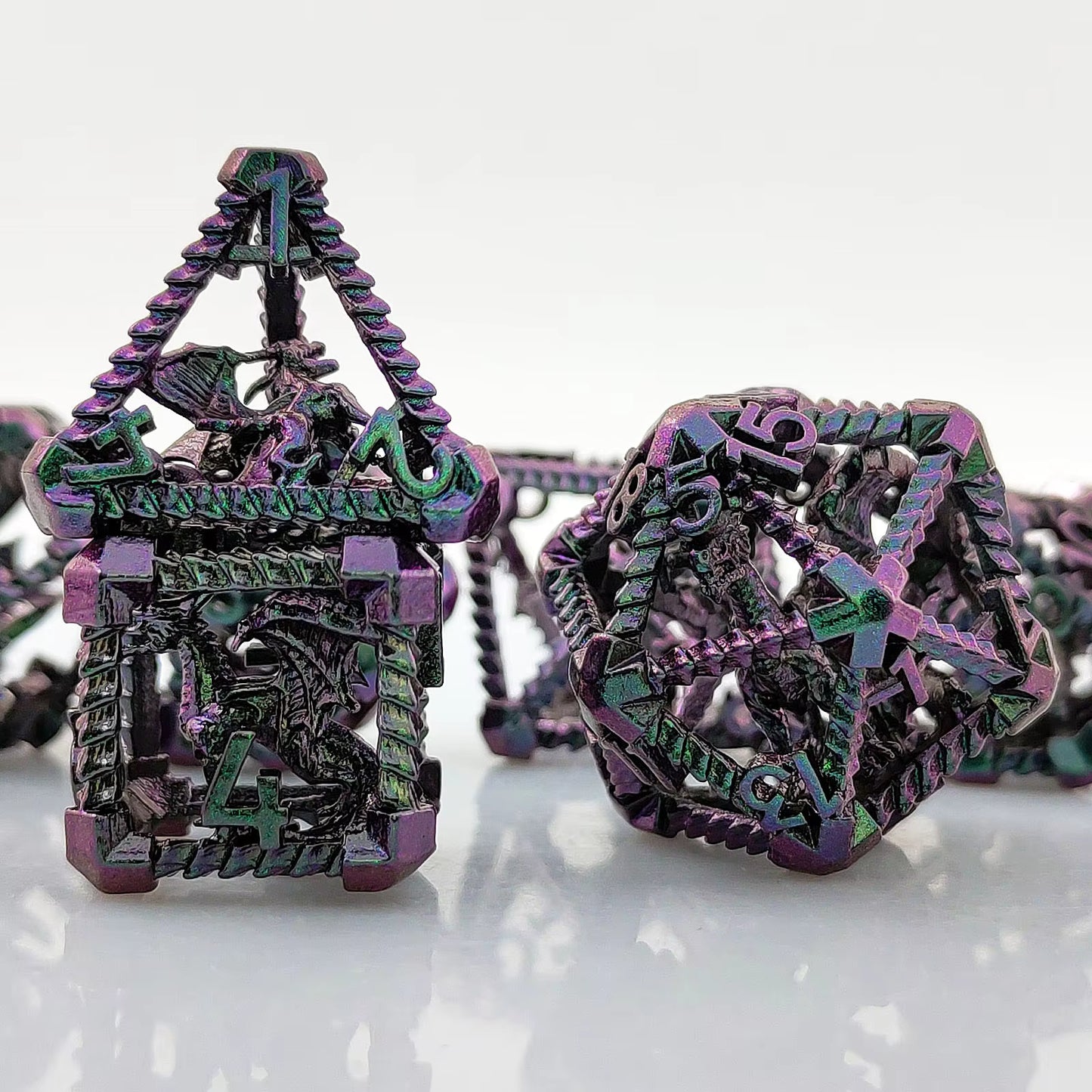 Hollow Dragon Cage Dice Set - Electroplate