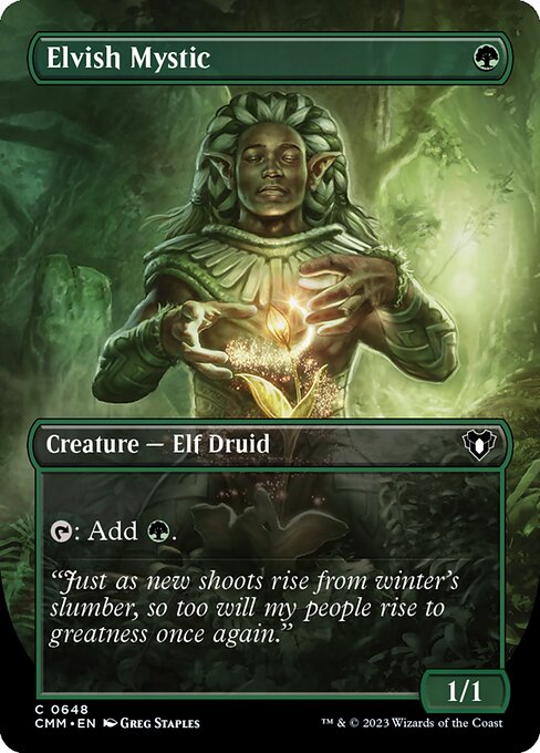 Elvish Mystic (648) - BORDERLESS - Foil Lightly Played / cmm