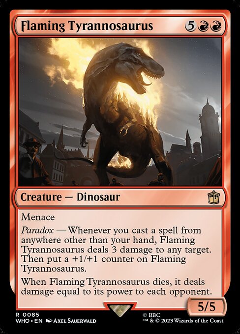 Flaming Tyrannosaurus (85) - Foil Lightly Played / who
