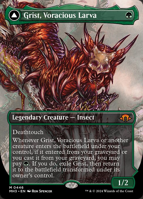 Grist, Voracious Larva // Grist, the Plague Swarm (446) - BORDERLESS - Foil Lightly Played / mh3