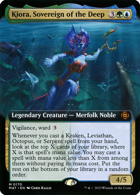 Kiora, Sovereign of the Deep (170) - EXTENDED ART - Foil Heavily Played / mat