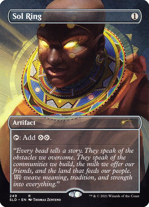 Sol Ring (249) - BORDERLESS - FULL ART - Foil Lightly Played / sld