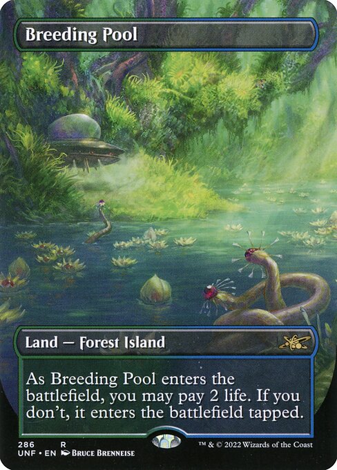 Breeding Pool (286) - BORDERLESS - FULL ART - Foil Lightly Played / unf