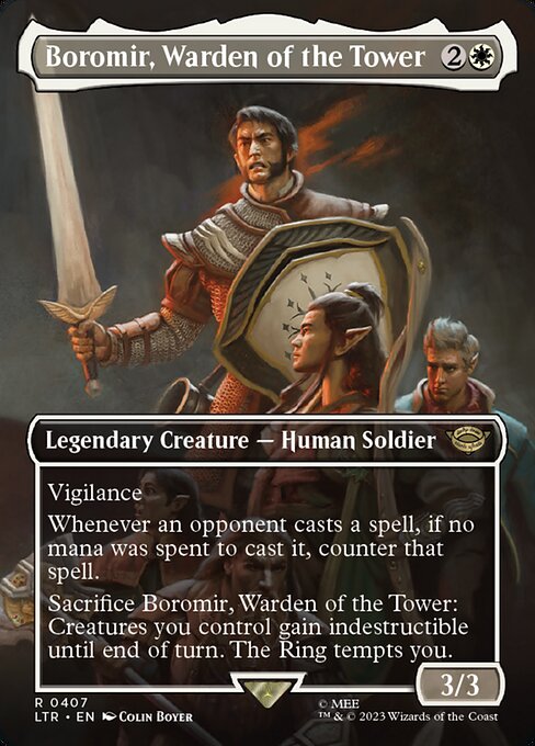 Boromir, Warden of the Tower (407) - BORDERLESS - Foil Lightly Played / ltr