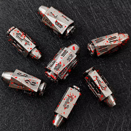Metal Bullet Dice Set - Blood with Case