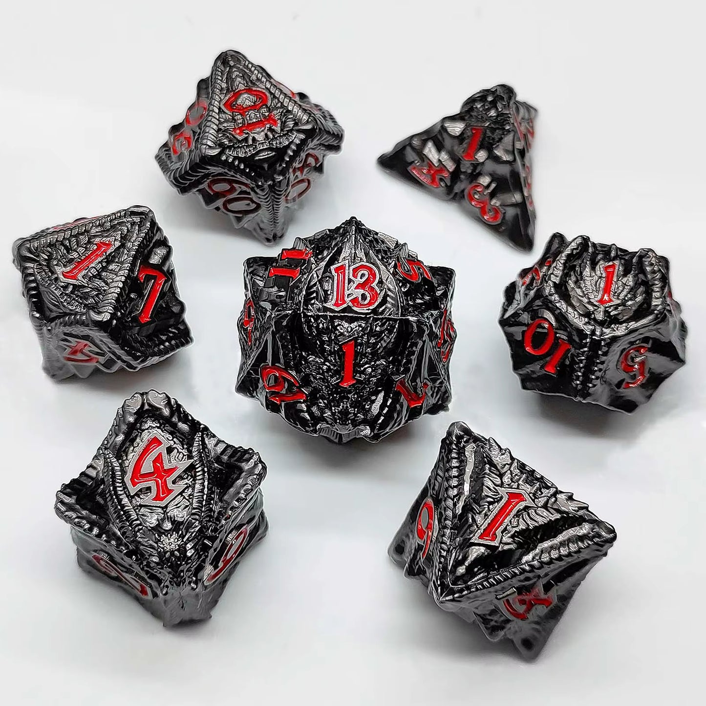 Iron Drake Metal Dice Set - Black & Red