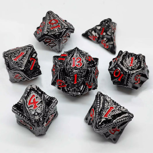 Iron Drake Metal Dice Set - Black & Red