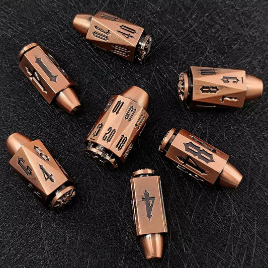 Metal Bullet Dice Set - Copper with Case