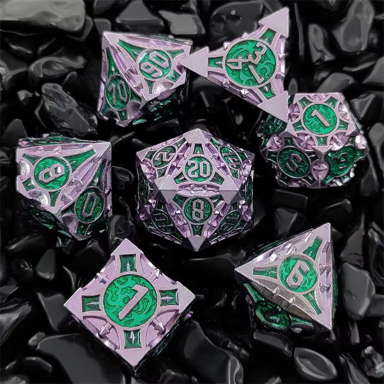Steel Quiver Metal Dice Set - Purple & Green
