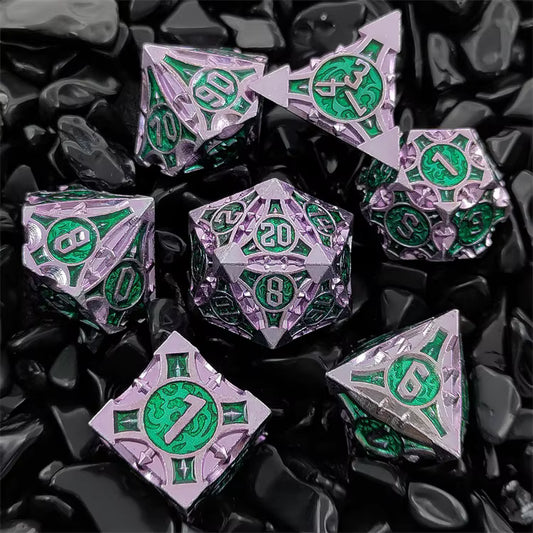 Steel Quiver Metal Dice Set - Purple & Green