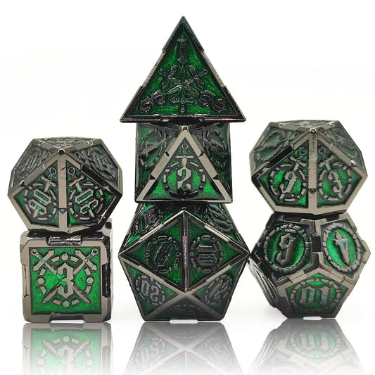 Metal Blades Dice Set - Dark Nickel Green