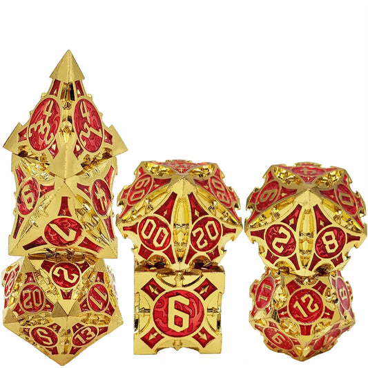 Steel Quiver Metal Dice Set - Gold & Red
