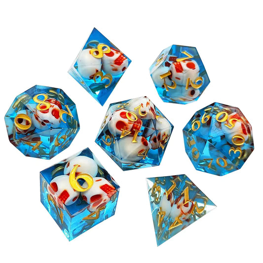 Sharp Magic Crystals Dice Set - Blue Skulls