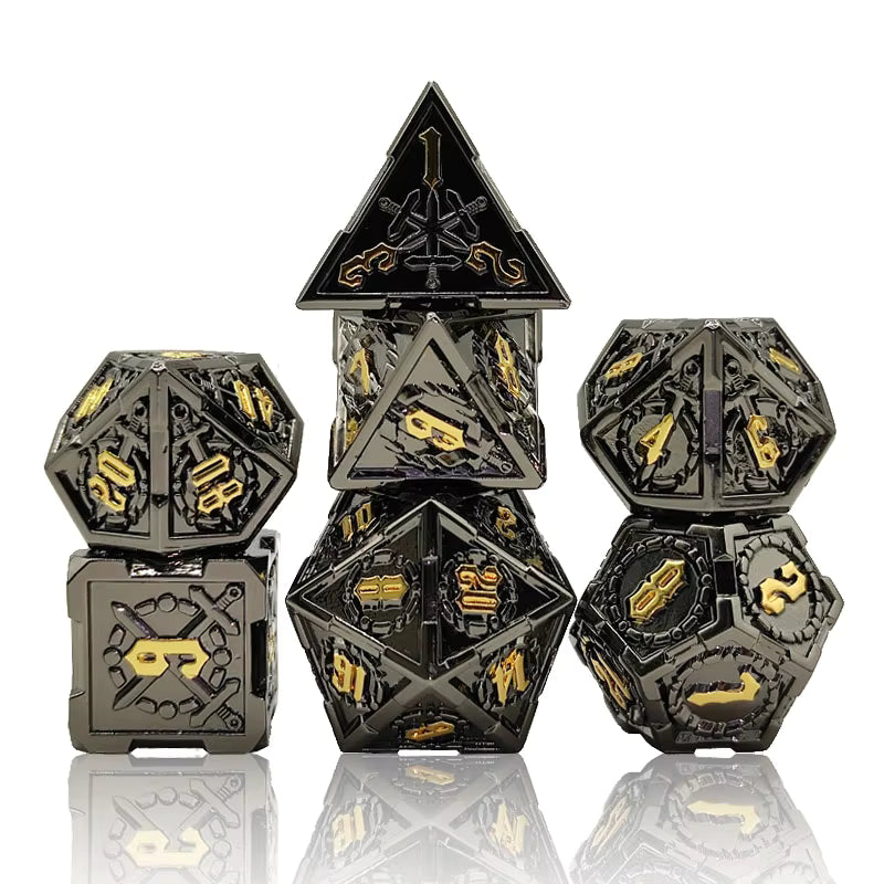Metal Blades Dice Set- Black & Gold