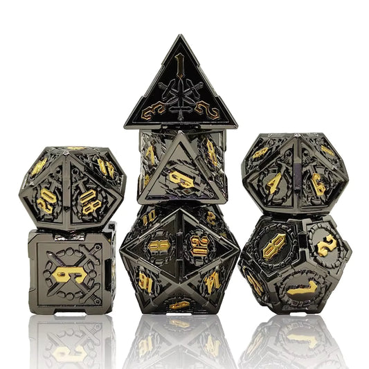 Metal Blades Dice Set- Black & Gold