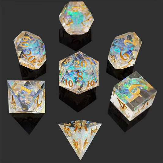Sharp Magic Crystals Dice Set - Transparent Gold