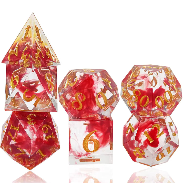 Sharp Magic Crystals Dice Set - Transparent Blood