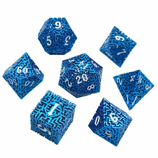 Hollow Maze Dice Set - Sea Blue