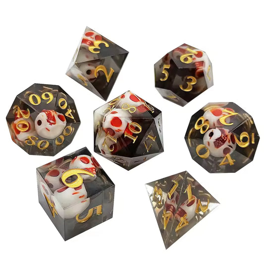 Sharp Magic Crystals  Dice Set - Black Skulls