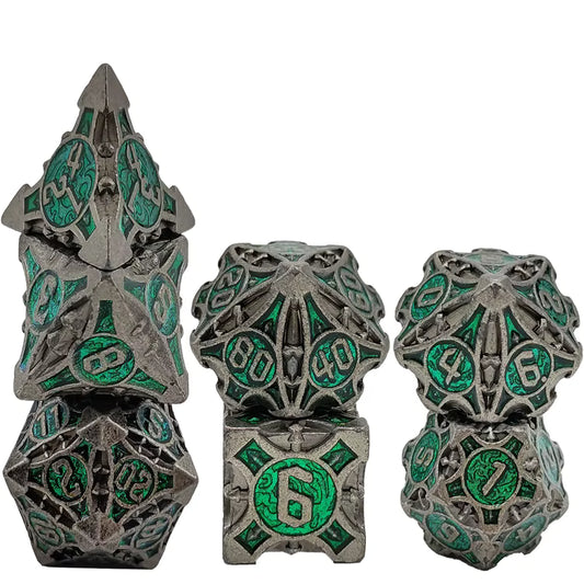 Steel Quiver Metal Dice Set - Sparkly Nickel Green