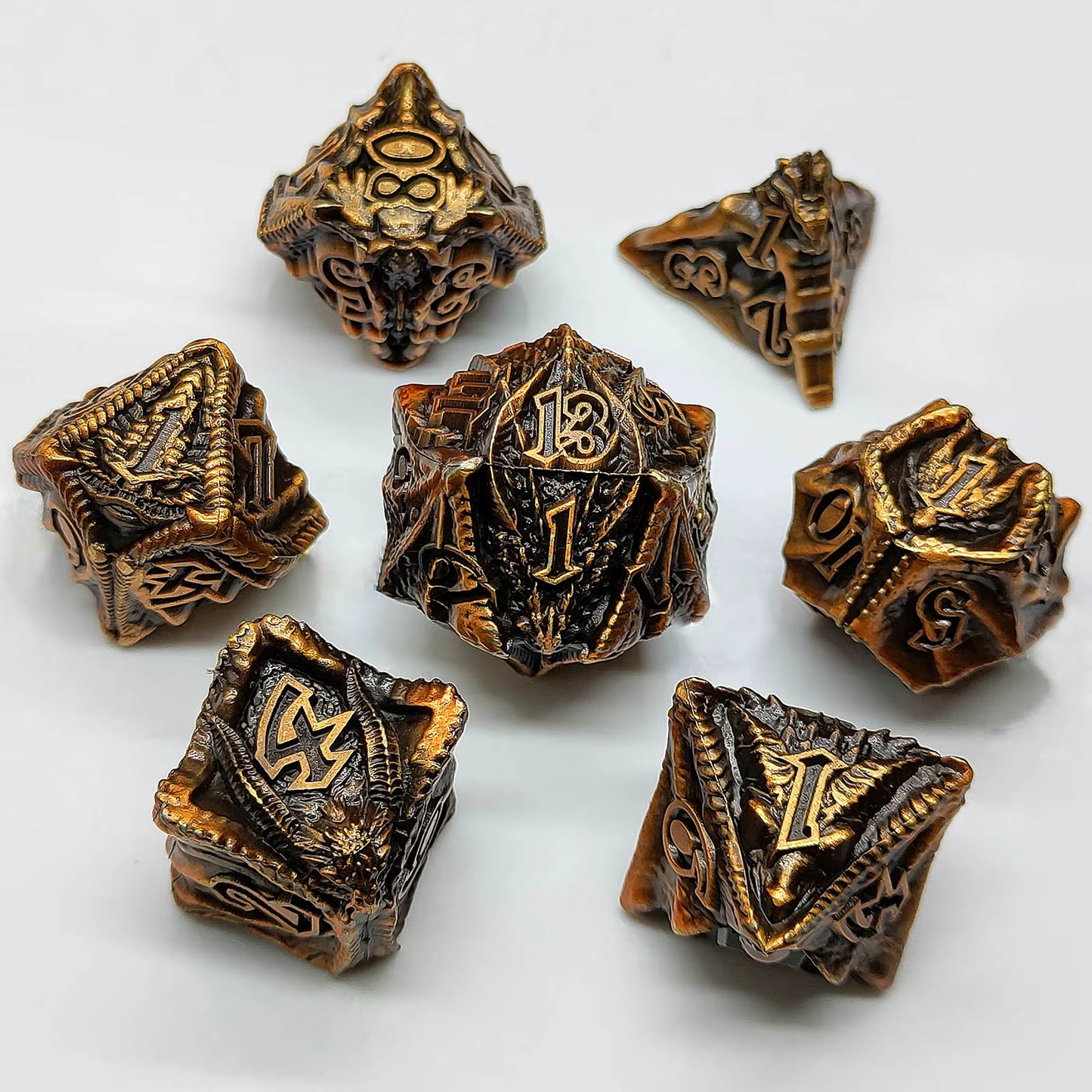 Iron Drake Metal Dice Set - Gold