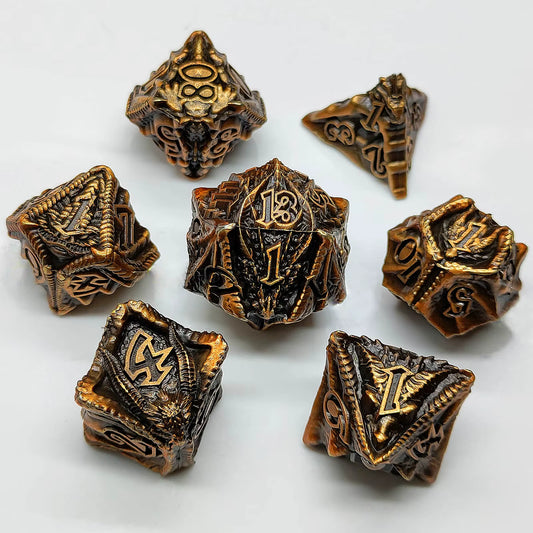 Iron Drake Metal Dice Set - Gold