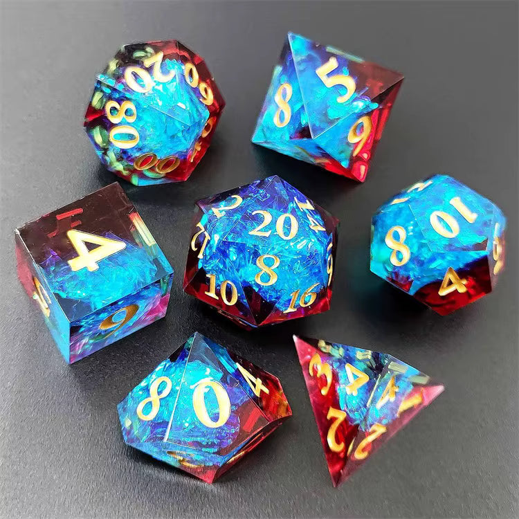 Sharp Magic Crystals Dice Set - Red, Blue & Gold