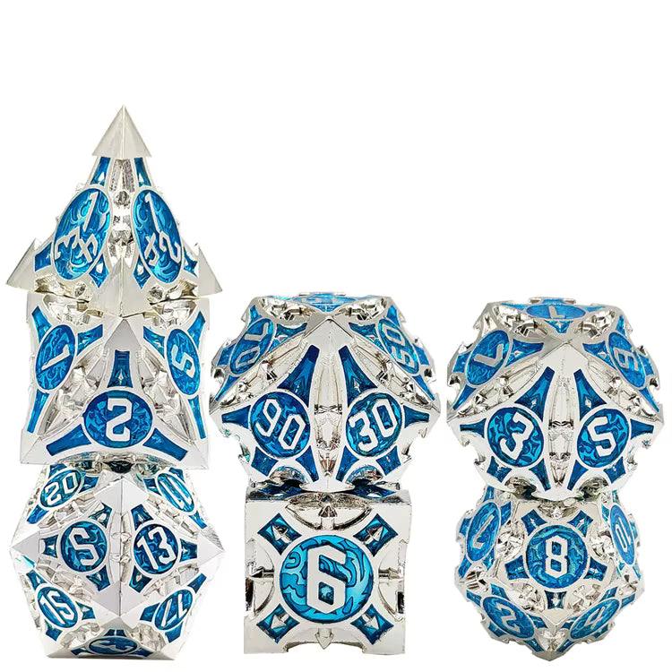 Steel Quiver Metal Dice Set - Silver & Blue