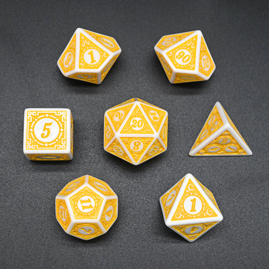 Exquisite Acrylic Dice Set - Yellow & White