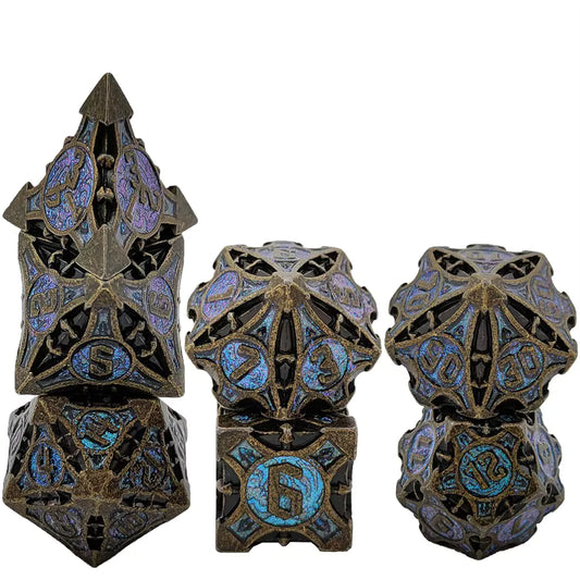 Steel Quiver Metal Dice Set - Sparkly Bronze Blue