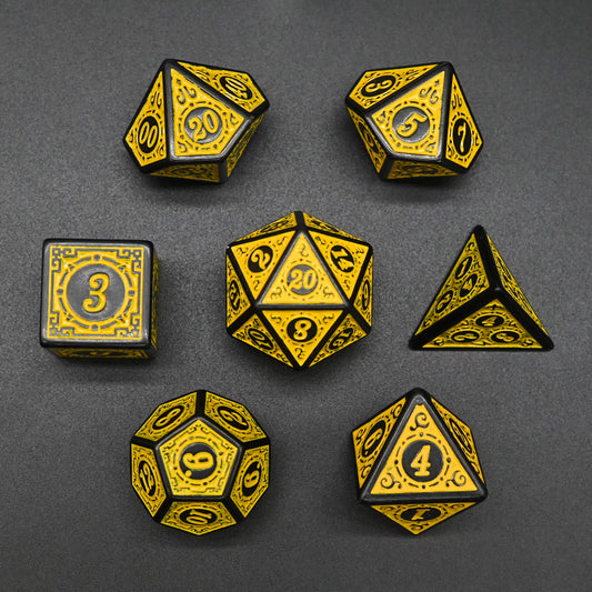 Exquisite Acrylic Dice Set - Yellow & Black