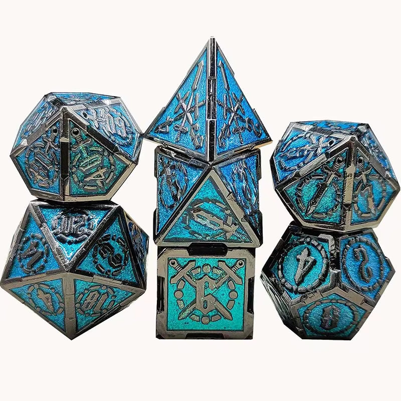 Metal Blades Dice Set - Nickel Blue