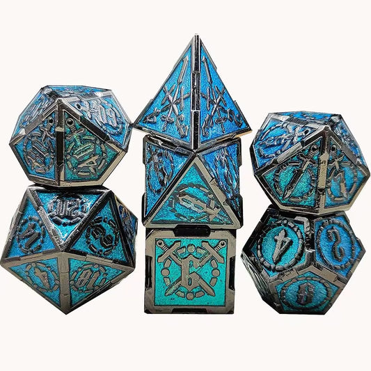 Metal Blades Dice Set - Nickel Blue