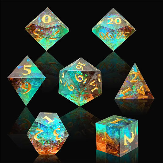 Sharp Magic Crystals Dice Set - Brown & Green