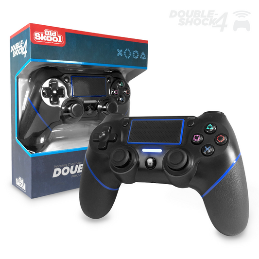 Old Skool Black Double-Shock 4 Wireless Controller - For PlayStation 4