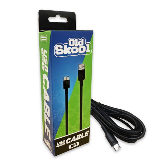 Old Skool 10FT USB Type C Cable - for Switch, PlayStation 5, Xbox Series, & More
