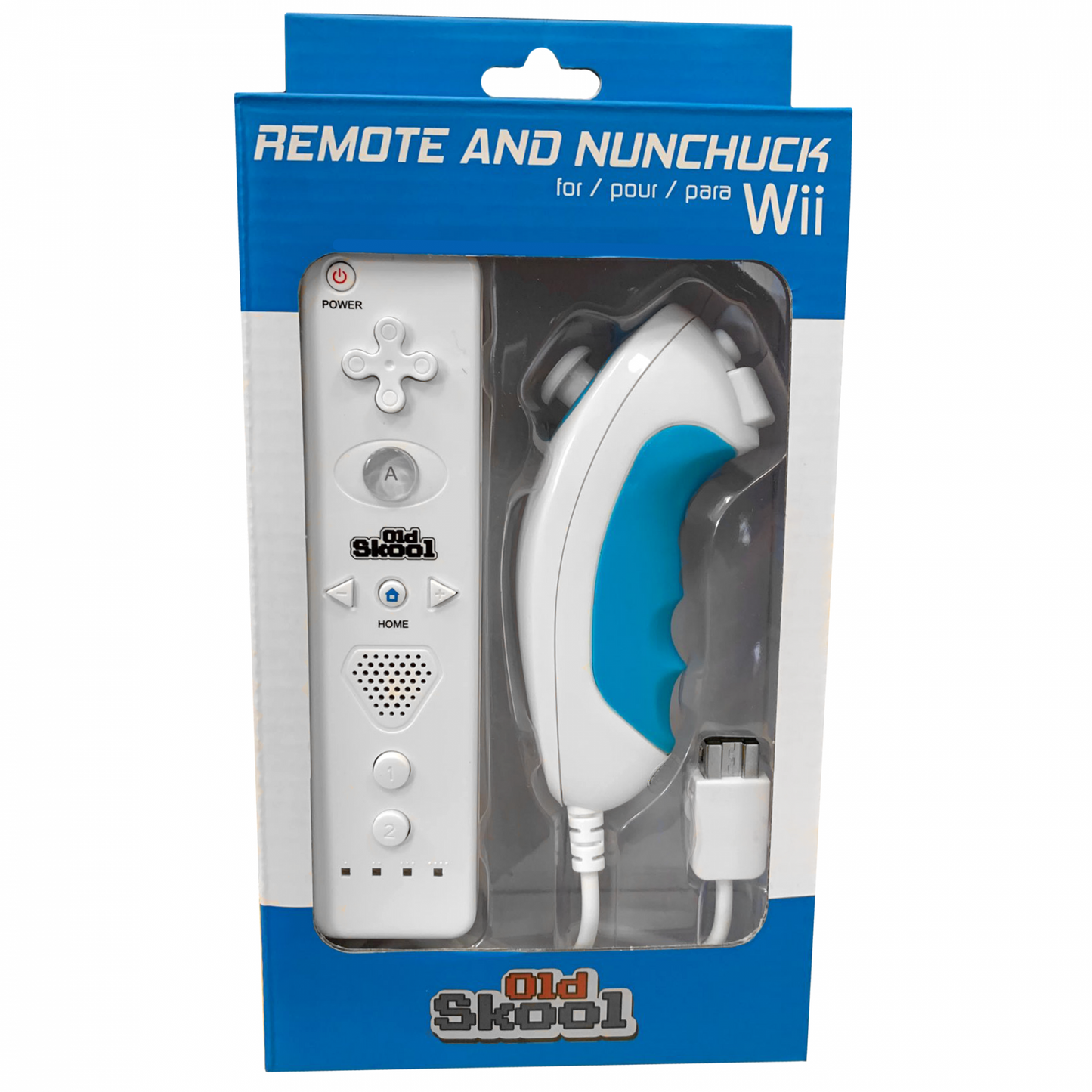 Old Skool White Remote and Nunhcuck Bundle - for Wii & Wii U