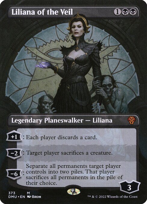 Liliana of the Veil (373) - BORDERLESS - Foil Heavily Played / dmu