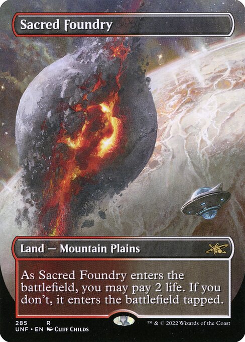 Sacred Foundry (285) - BORDERLESS - FULL ART - Foil Lightly Played / unf