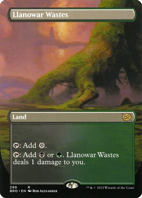 Llanowar Wastes (299) - BORDERLESS - FULL ART - Lightly Played / bro