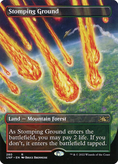 Stomping Ground (280) - BORDERLESS - FULL ART - Foil Moderately Played / unf