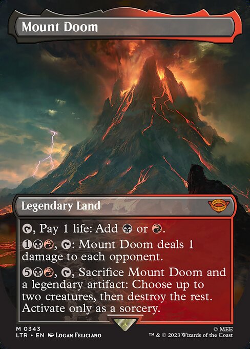Mount Doom (343) - BORDERLESS - FULL ART - Foil Lightly Played / ltr