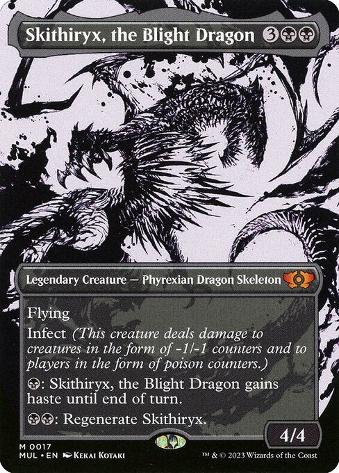 Skithiryx, the Blight Dragon (17) - BORDERLESS - FULL ART - Foil Lightly Played / mom