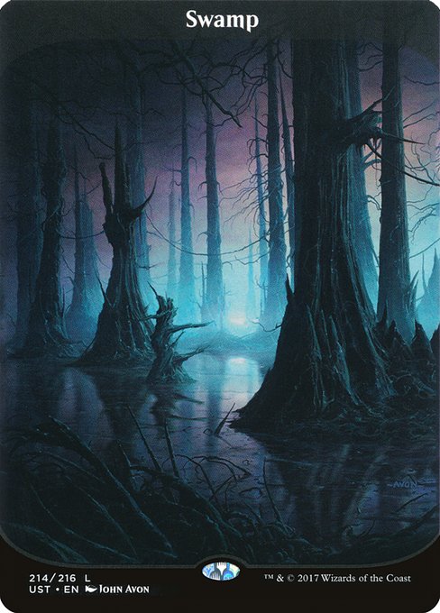 Swamp (214) - BORDERLESS - FULL ART - Lightly Played / ust